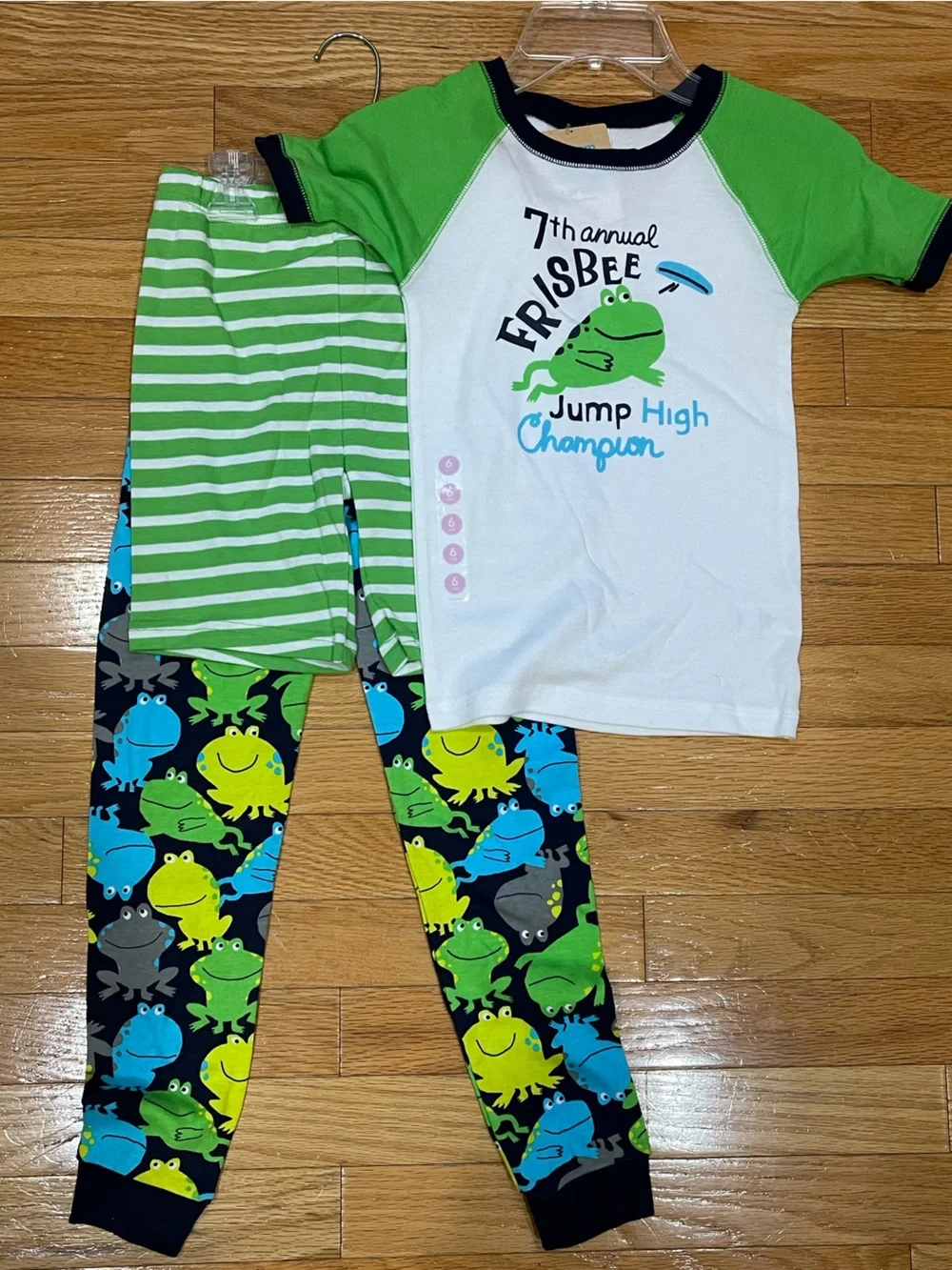 Carter's Green, White & Navy Frog Frisbee Raglan Short-Sleeve Shirt